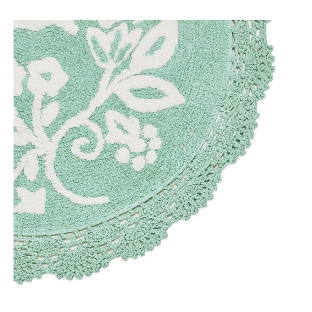 The Pioneer Woman Mazie Floral Crochet Round Cotton Bath Rug, Mint, 24